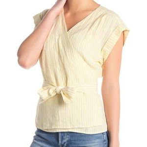 FRAME Wrap Sleveless Linen Shirt Golden Haze